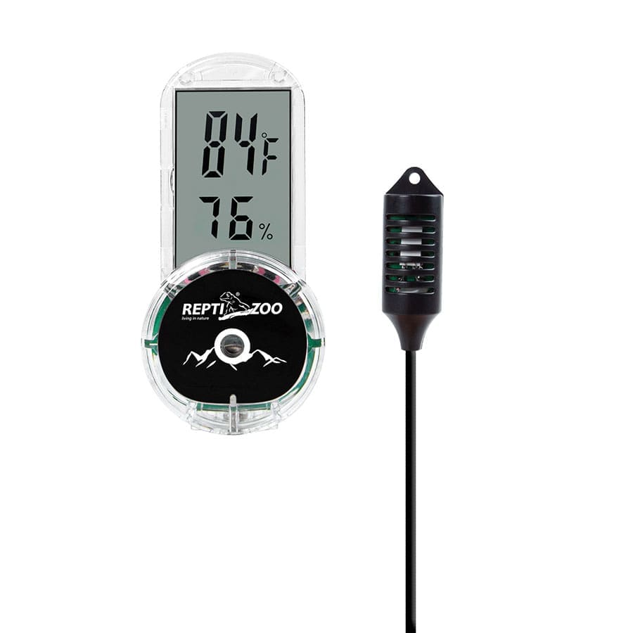 The ReptiZoo 4‑Sided Digital Thermo‑Hygrometer is a compact, versatile, and highly reliable tool for monitoring the environmental conditions inside your reptile or amphibian enclosure. Designed with practicality in mind, this unit can be mounted on any of its four sides, giving you complete flexibility when positioning it in terrariums, vivariums, or bioactive setups.