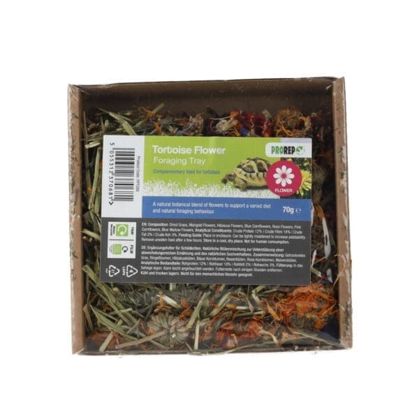 Encourage natural foraging with ProRep Tortoise Flower Foraging Tray. Packed with colourful flowers and nutritious grasses, it is a must-have!